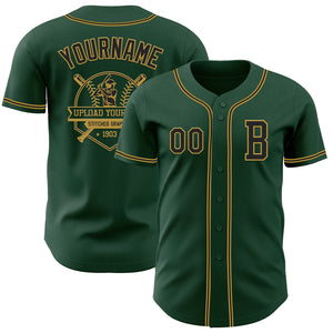 Custom Green Black-Old Gold Authentic Baseball Jersey