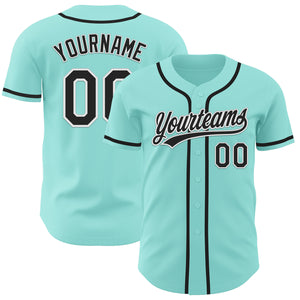 Custom Ice Blue Black-White Authentic Baseball Jersey