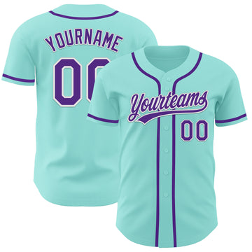 Custom Ice Blue Purple-White Authentic Baseball Jersey