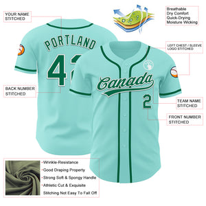 Custom Ice Blue Kelly Green-White Authentic Baseball Jersey