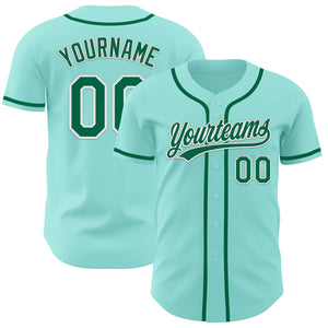 Custom Ice Blue Kelly Green-White Authentic Baseball Jersey