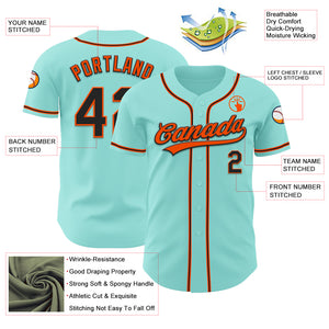 Custom Ice Blue Black-Orange Authentic Baseball Jersey