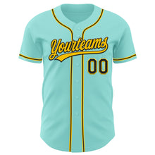 Загрузить изображение в средство просмотра галереи, Custom Ice Blue Black-Yellow Authentic Baseball Jersey
