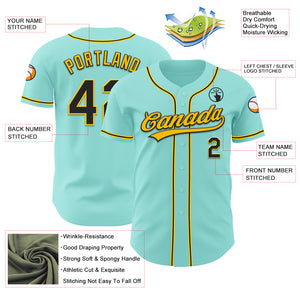 Custom Ice Blue Black-Yellow Authentic Baseball Jersey