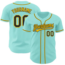 Загрузить изображение в средство просмотра галереи, Custom Ice Blue Black-Yellow Authentic Baseball Jersey
