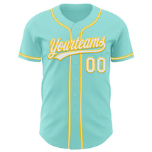 Загрузить изображение в средство просмотра галереи, Custom Ice Blue White-Yellow Authentic Baseball Jersey
