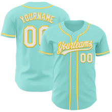 Загрузить изображение в средство просмотра галереи, Custom Ice Blue White-Yellow Authentic Baseball Jersey
