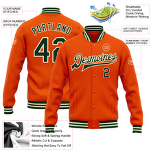 Charger l&#39;image dans la galerie, Custom Orange Green-Cream Bomber Full-Snap Varsity Letterman Jacket
