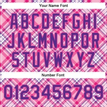 Загрузить изображение в средство просмотра галереи, Custom Light Pink Purple-Pink Check Board 3D Pattern Design Bomber Full-Snap Varsity Letterman Jacket
