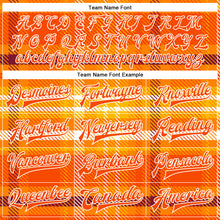 Загрузить изображение в средство просмотра галереи, Custom Orange White Check Board 3D Pattern Design Bomber Full-Snap Varsity Letterman Jacket
