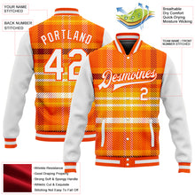 Загрузить изображение в средство просмотра галереи, Custom Orange White Check Board 3D Pattern Design Bomber Full-Snap Varsity Letterman Jacket
