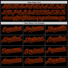 Load image into Gallery viewer, Custom Black Orange Bomber Full-Snap Varsity Letterman Hoodie Jacket
