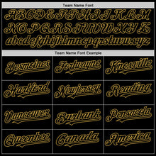 Load image into Gallery viewer, Custom Black Old Gold Bomber Full-Snap Varsity Letterman Hoodie Jacket
