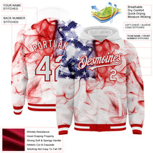 Charger l&#39;image dans la galerie, Custom White Red-Royal American Flag Fashion 3D Bomber Full-Snap Varsity Letterman Hoodie Jacket
