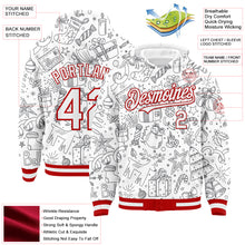 Charger l&#39;image dans la galerie, Custom White Red Christmas 3D Bomber Full-Snap Varsity Letterman Hoodie Jacket
