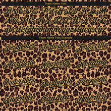 Загрузить изображение в средство просмотра галереи, Custom Brown Black-Old Gold Leopard Print 3D Pattern Design Bomber Full-Snap Varsity Letterman Hoodie Jacket
