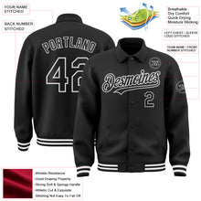 Загрузить изображение в средство просмотра галереи, Custom Black White Bomber Full-Snap Varsity Letterman Lapel Collar Byron Jacket
