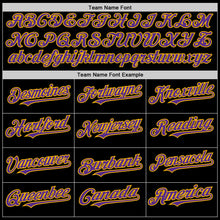 Load image into Gallery viewer, Custom Black Purple-Gold Bomber Full-Snap Varsity Letterman Lapel Collar Byron Jacket
