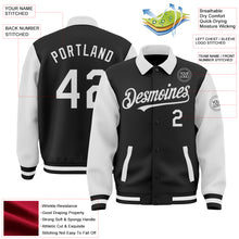 Загрузить изображение в средство просмотра галереи, Custom Black White Bomber Full-Snap Varsity Letterman Two Tone Lapel Collar Byron Jacket
