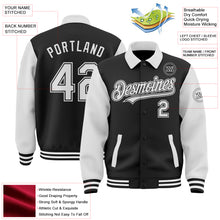 Загрузить изображение в средство просмотра галереи, Custom Black White Bomber Full-Snap Varsity Letterman Two Tone Lapel Collar Byron Jacket
