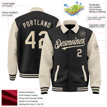 Загрузить изображение в средство просмотра галереи, Custom Black Cream Bomber Full-Snap Varsity Letterman Two Tone Lapel Collar Byron Jacket
