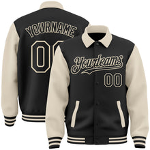 Charger l&#39;image dans la galerie, Custom Black Cream Bomber Full-Snap Varsity Letterman Two Tone Lapel Collar Byron Jacket
