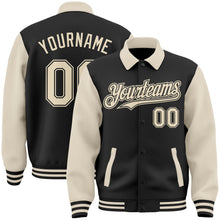 Charger l&#39;image dans la galerie, Custom Black Cream Bomber Full-Snap Varsity Letterman Two Tone Lapel Collar Byron Jacket
