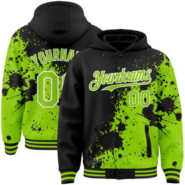 Neon Green and Black Pullover Hoodie, Colorful Hoodie, Abstract popular Splatter Hoodie