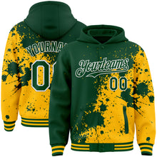 Charger l&#39;image dans la galerie, Custom Green Gold-White Abstract Splash Grunge Art 3D Pattern Design Bomber Full-Snap Varsity Letterman Hoodie Jacket
