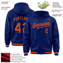 Charger l&#39;image dans la galerie, Custom Royal Orange Bomber Full-Snap Varsity Letterman Hoodie Jacket
