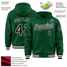 Загрузить изображение в средство просмотра галереи, Custom Kelly Green Black-White Bomber Full-Snap Varsity Letterman Hoodie Jacket
