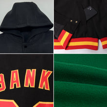 Charger l&#39;image dans la galerie, Custom Kelly Green Red-White Bomber Full-Snap Varsity Letterman Two Tone Hoodie Jacket
