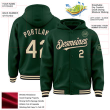 Charger l&#39;image dans la galerie, Custom Green Cream-Black Bomber Full-Snap Varsity Letterman Hoodie Jacket
