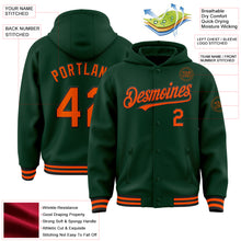 Charger l&#39;image dans la galerie, Custom Green Orange-Black Bomber Full-Snap Varsity Letterman Hoodie Jacket
