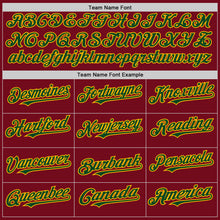 Load image into Gallery viewer, Custom Crimson Green-Gold Bomber Full-Snap Varsity Letterman Hoodie Jacket
