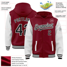 Загрузить изображение в средство просмотра галереи, Custom Crimson Black-White Bomber Full-Snap Varsity Letterman Two Tone Hoodie Jacket
