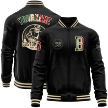 Charger l&#39;image dans la galerie, Custom Black Vintage Mexican Flag-Cream Bomber Varsity Letterman Zipper Jacket
