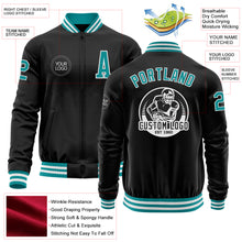 Load image into Gallery viewer, Custom Black Teal-White Bomber Varsity Letterman Zipper Jacket
