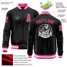 Load image into Gallery viewer, Custom Black Pink-White Bomber Varsity Letterman Zipper Jacket
