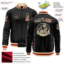 Load image into Gallery viewer, Custom Black Vintage USA Flag Cream-Red Bomber Varsity Letterman Zipper Jacket
