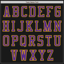 Load image into Gallery viewer, Custom Black Gold-Purple Bomber Varsity Letterman Two Tone Zipper Jacket
