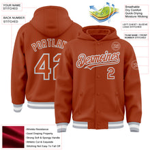 Загрузить изображение в средство просмотра галереи, Custom Texas Orange White-Gray Bomber Full-Snap Varsity Letterman Hoodie Jacket
