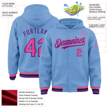 Charger l&#39;image dans la galerie, Custom Light Blue Pink Purple-Black Bomber Full-Snap Varsity Letterman Hoodie Jacket
