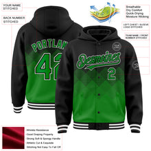 Charger l&#39;image dans la galerie, Custom Black Grass Green-White Gradient Square Shape 3D Pattern Design Bomber Full-Snap Varsity Letterman Hoodie Jacket
