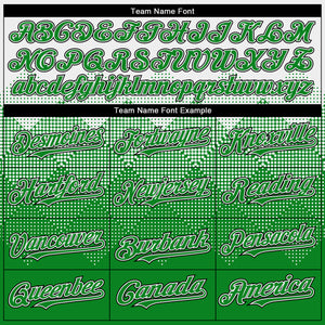 Custom White Grass Green-Black Gradient Square Shape 3D Pattern Design Bomber Full-Snap Varsity Letterman Hoodie Jacket