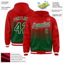 Загрузить изображение в средство просмотра галереи, Custom Red Green-White Gradient Square Shape 3D Pattern Design Bomber Full-Snap Varsity Letterman Hoodie Jacket
