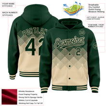 Charger l&#39;image dans la galerie, Custom Green Cream Gradient Square Shape 3D Pattern Design Bomber Full-Snap Varsity Letterman Hoodie Jacket
