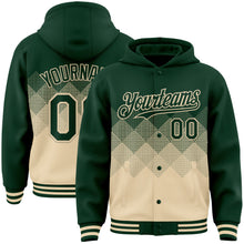 Charger l&#39;image dans la galerie, Custom Green Cream Gradient Square Shape 3D Pattern Design Bomber Full-Snap Varsity Letterman Hoodie Jacket
