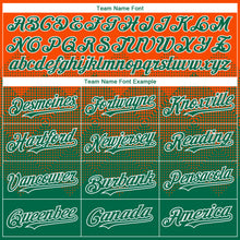 Charger l&#39;image dans la galerie, Custom Orange Kelly Green-White Gradient Square Shape 3D Pattern Design Bomber Full-Snap Varsity Letterman Hoodie Jacket
