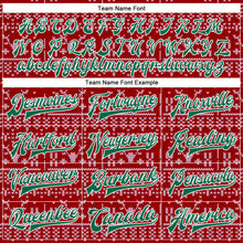 Load image into Gallery viewer, Custom Red Kelly Green-White Christmas 3D Bomber Full-Snap Varsity Letterman Jacket
